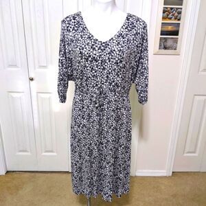 SOMA  Midi Dress Black/White and Grey Speckled 3/4 Sleeve